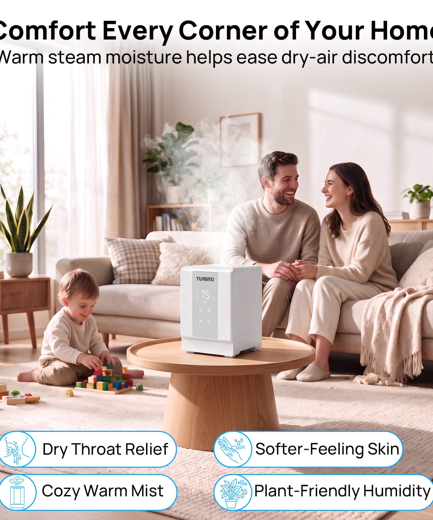 Greenland 4L Stainless Steel Steam Warm Mist Humidifier