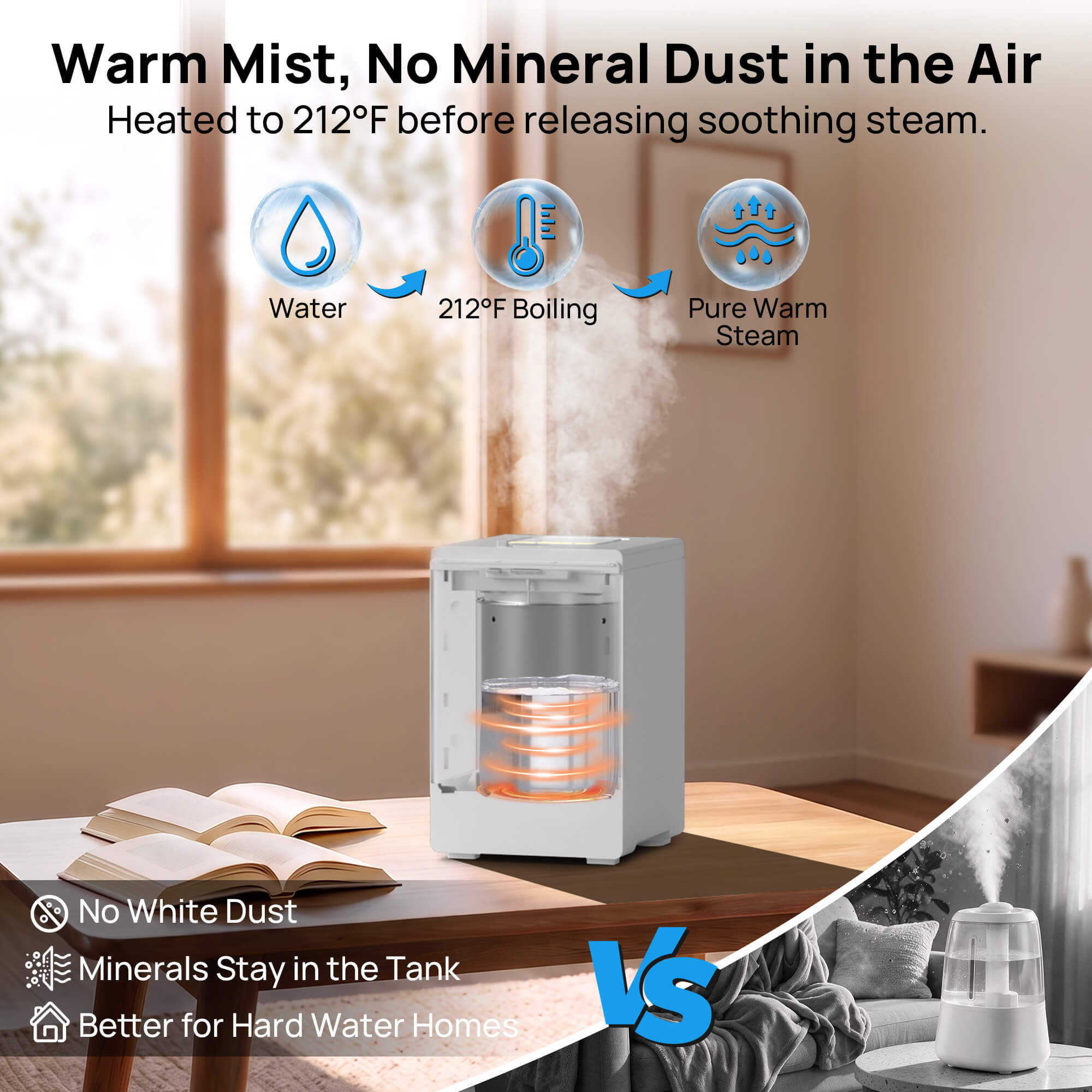 Greenland 4L Stainless Steel Steam Warm Mist Humidifier