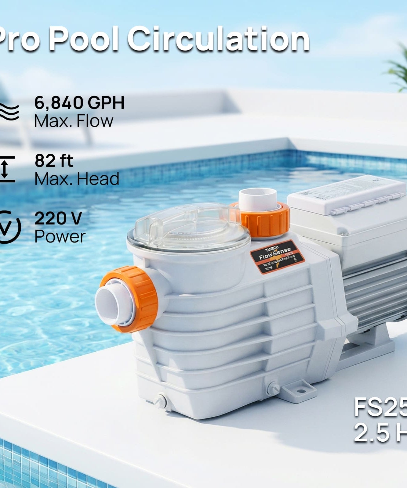 FlowSense Variable Speed Pool Pump, In/Above-Ground