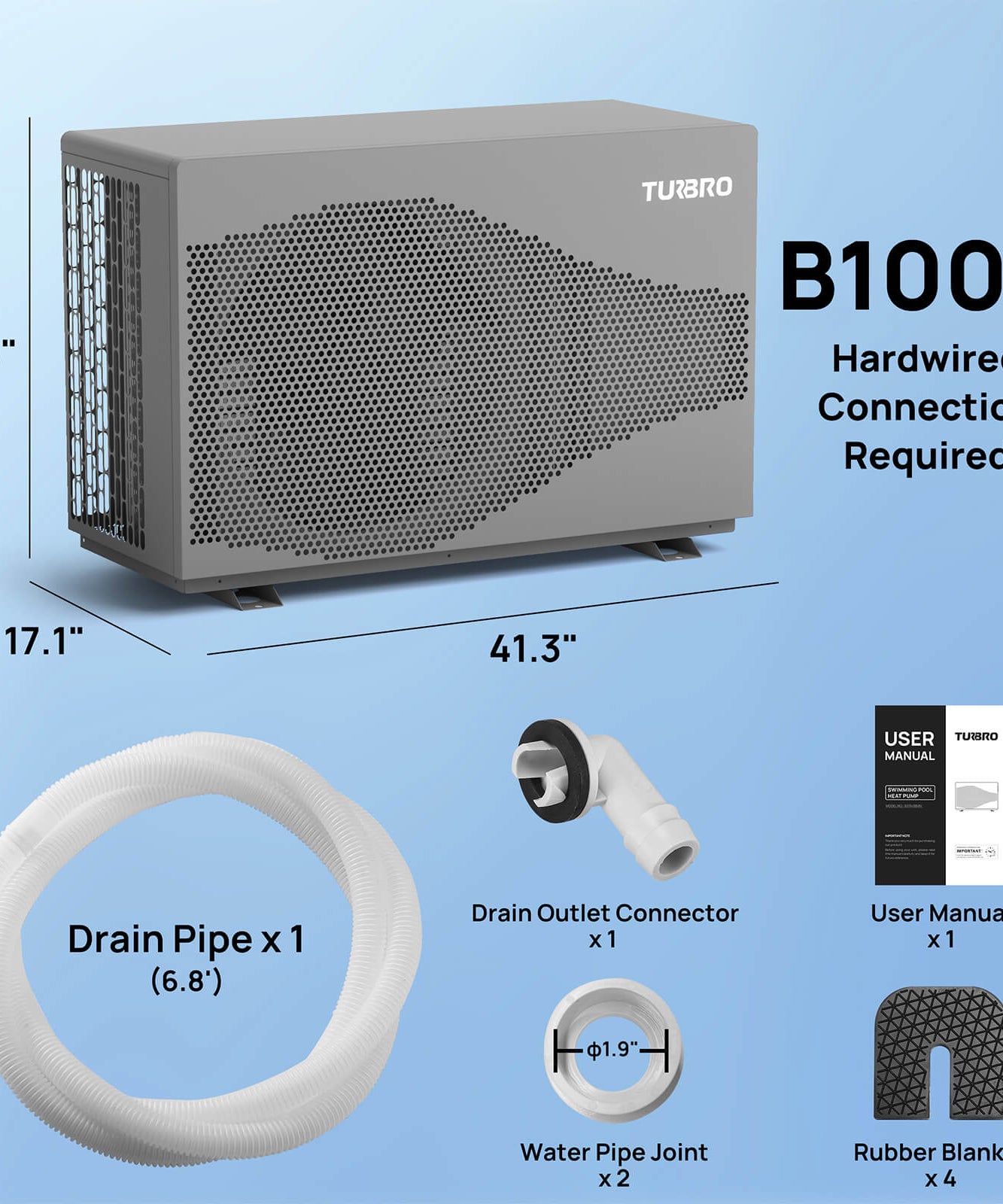 Beluga Inverter Pool Heat Pump, 33K/58K/100K BTU