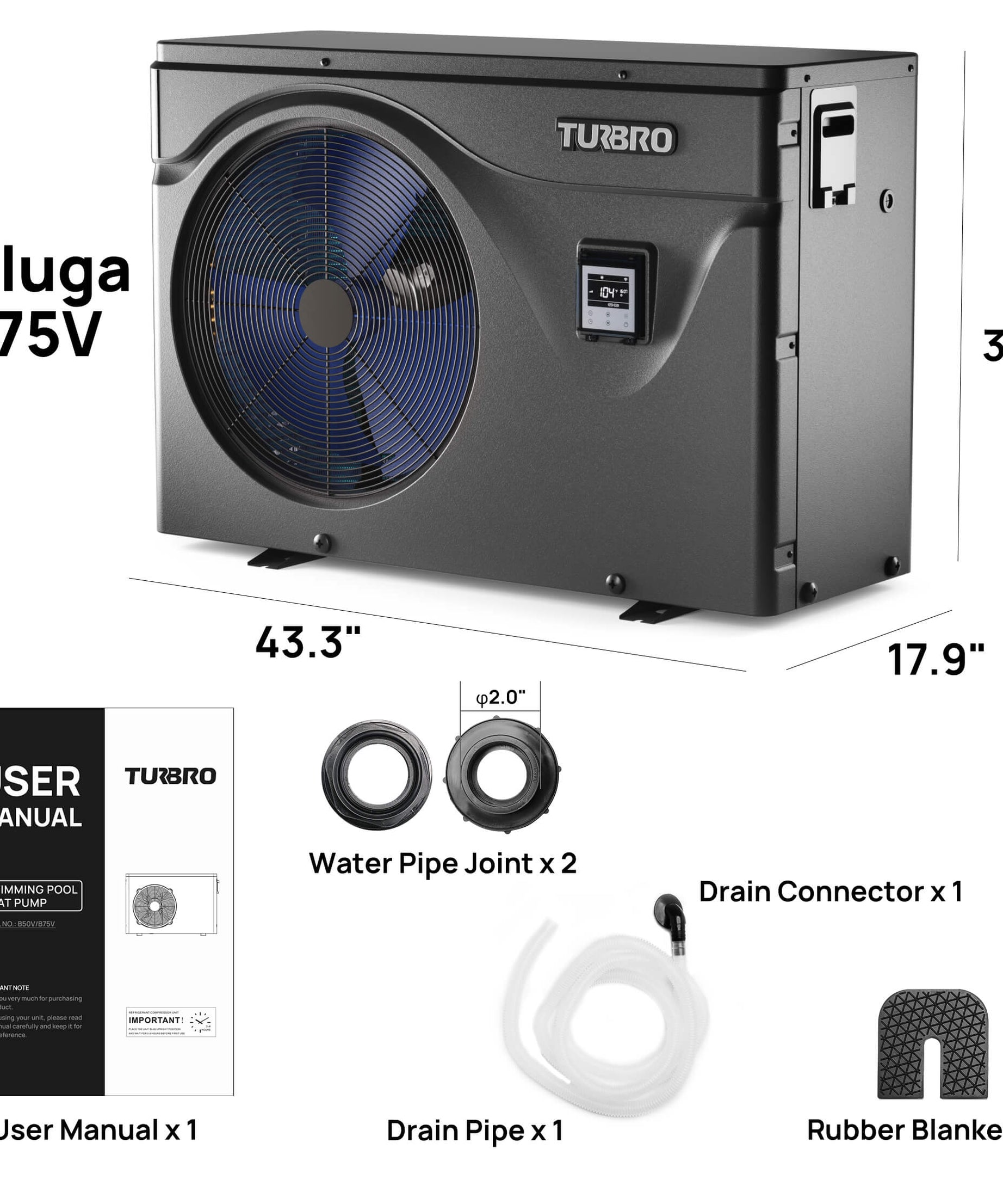 (Open Box) Beluga B50V/B75V Inverter Swimming Pool Heat Pump