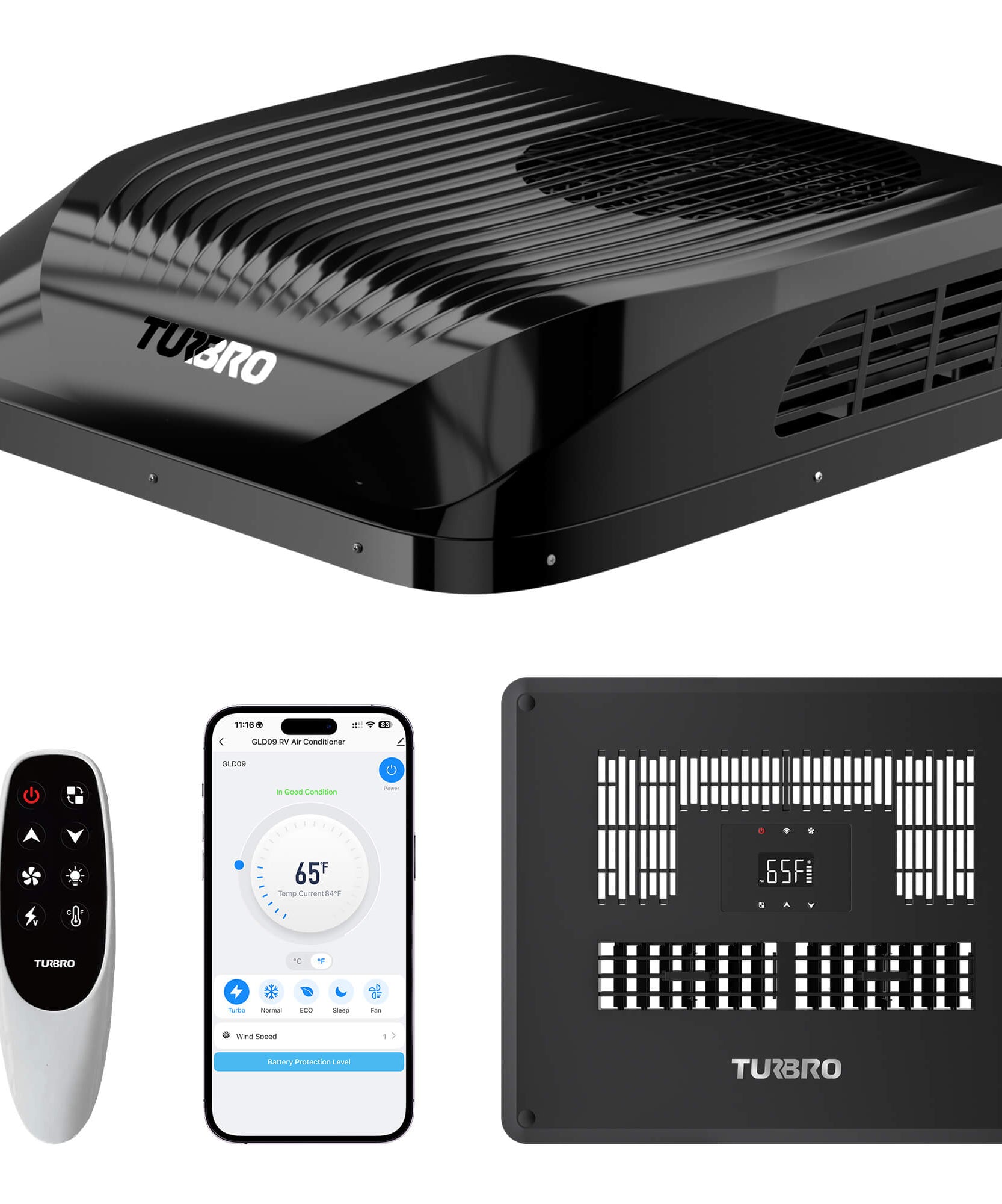 Greenland 9,000 BTU 12V DC Inverter Rooftop RV Air Conditioner