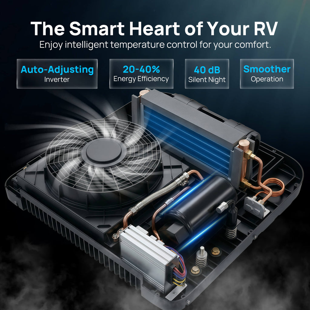 Greenland 9,000 BTU 12V DC Inverter Rooftop RV Air Conditioner