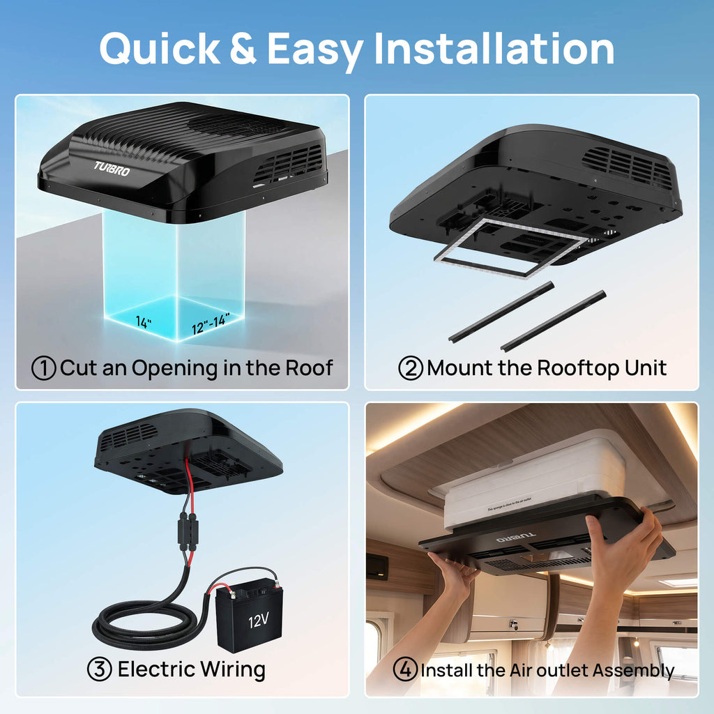 Greenland 9,000 BTU 12V DC Inverter Rooftop RV Air Conditioner