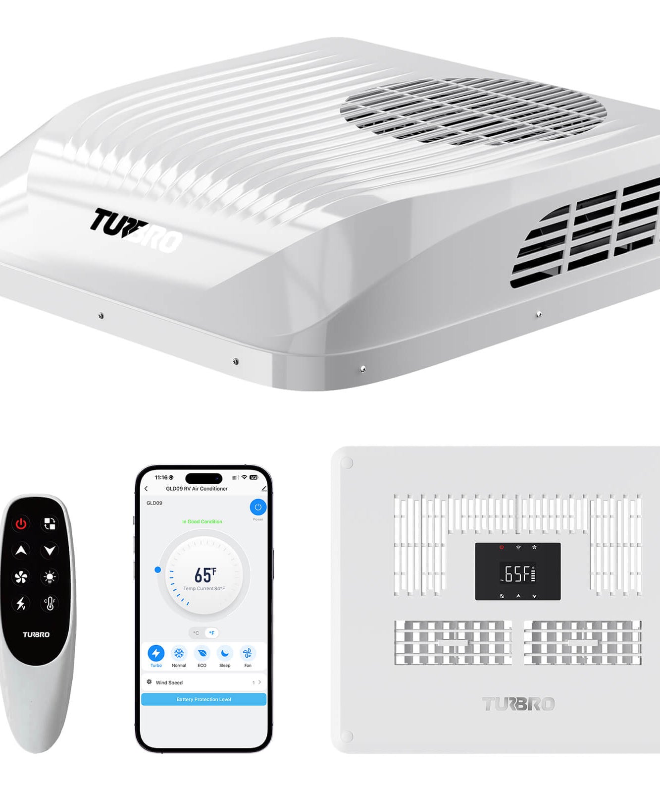 Greenland 9,000 BTU 12V DC Inverter Rooftop RV Air Conditioner
