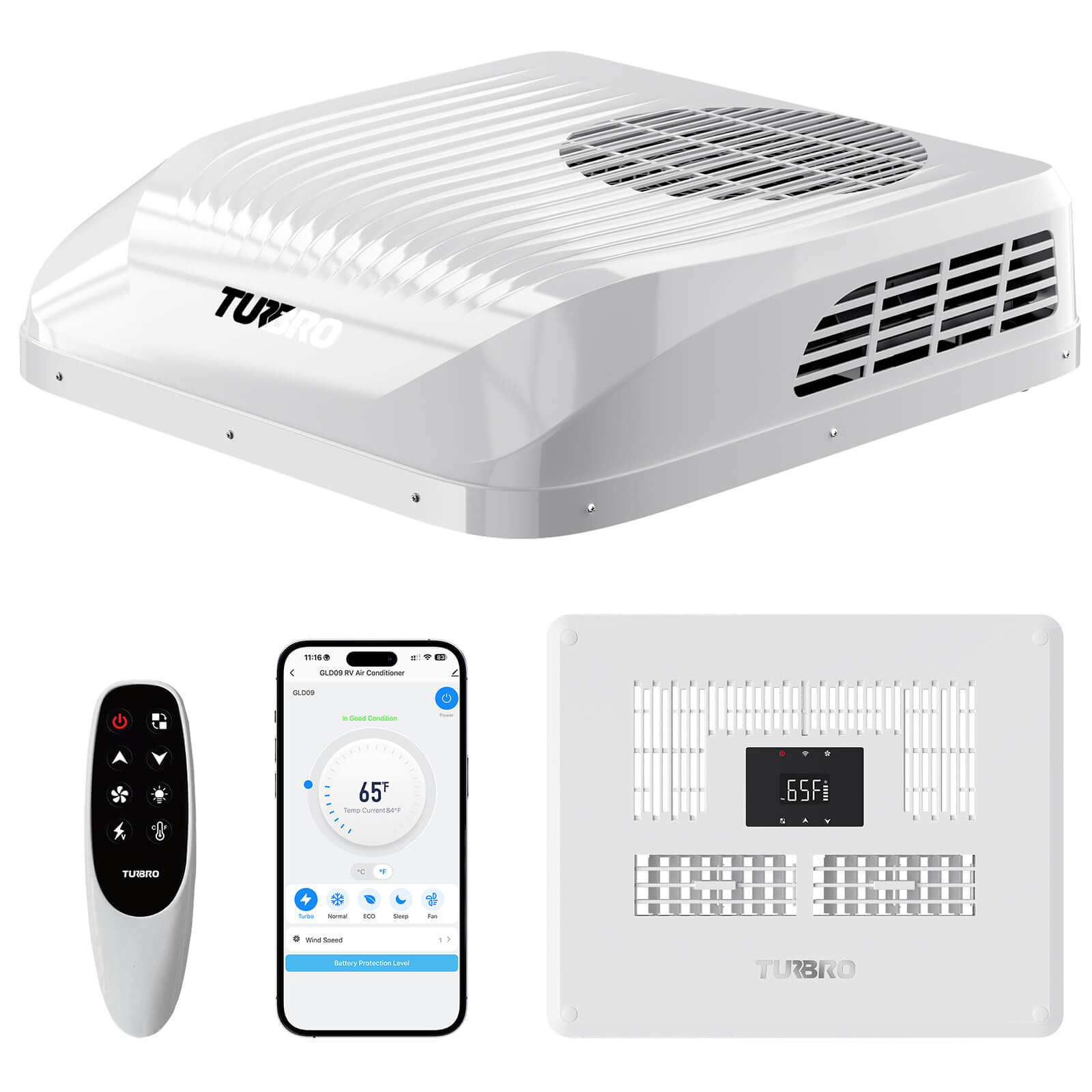 Greenland 9,000 BTU 12V DC Inverter Rooftop RV Air Conditioner