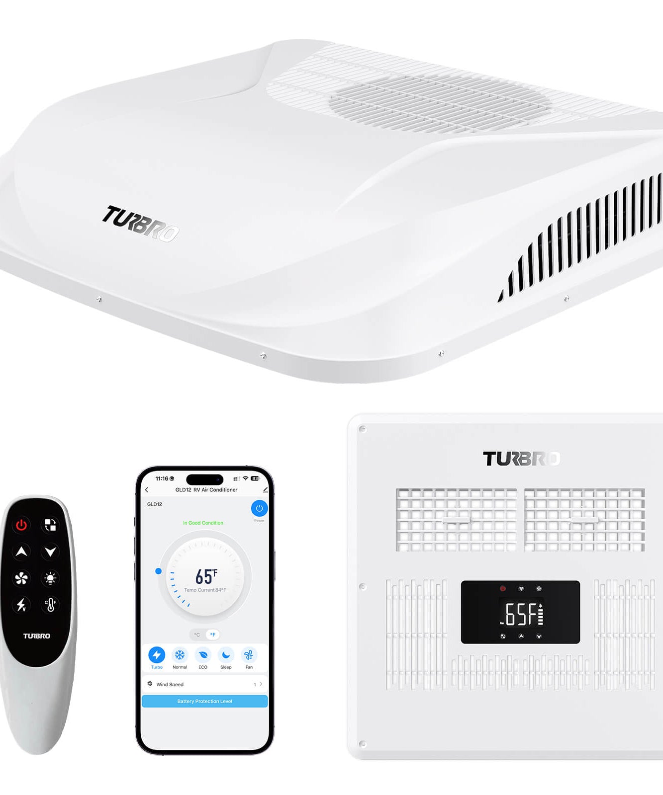 Greenland 12,000 BTU 12V DC Inverter Rooftop RV Air Conditioner