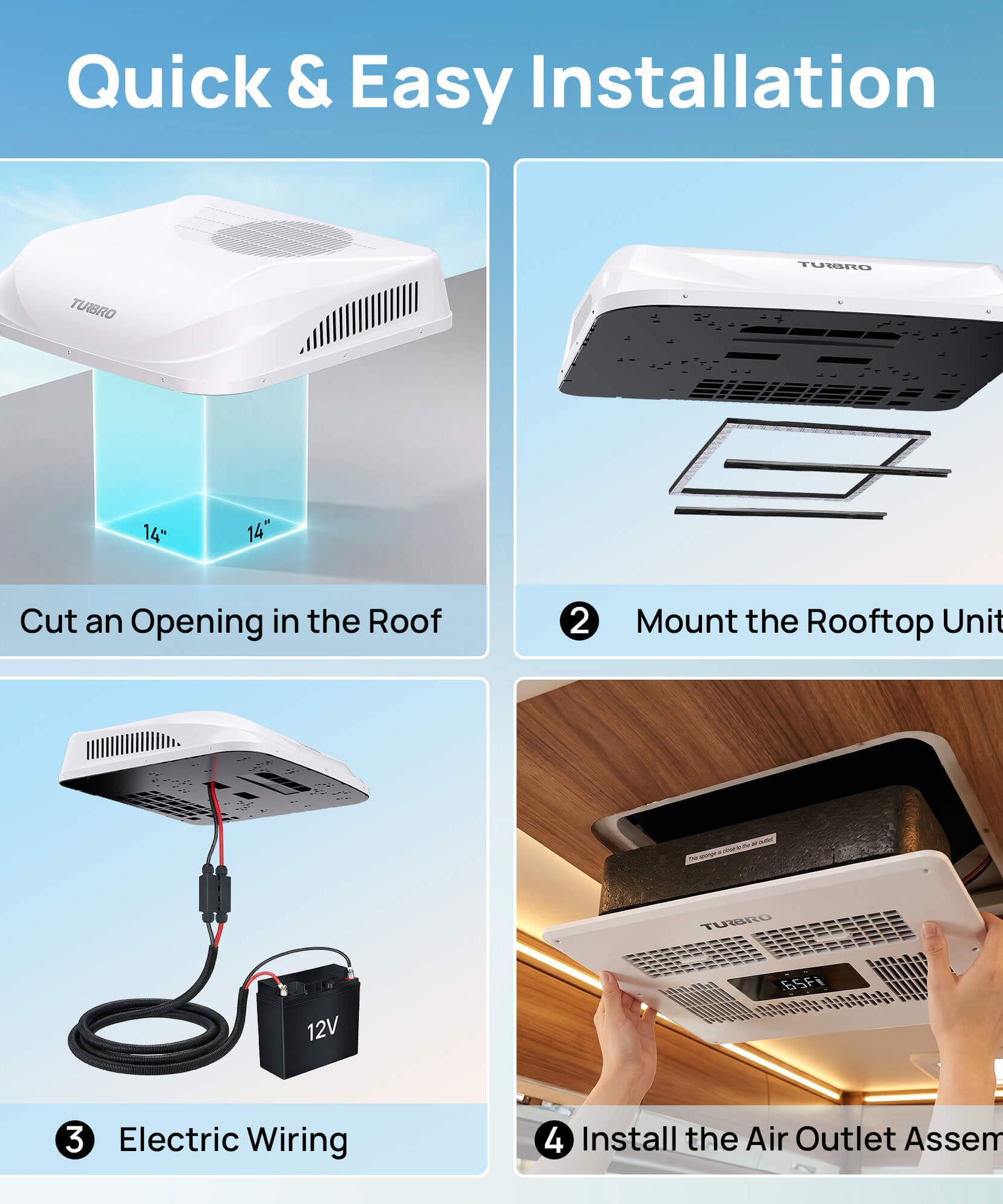 Greenland 12,000 BTU 12V DC Inverter Rooftop RV Air Conditioner