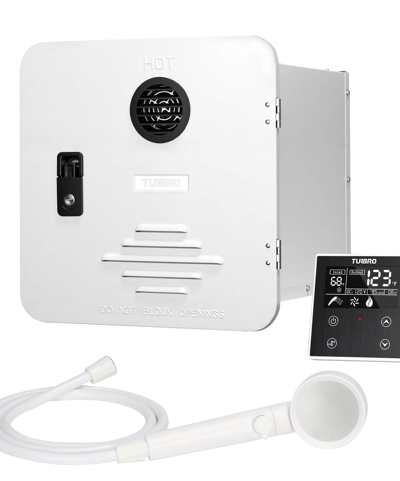 Rotorua 65K BTU RV Tankless Propane Water Heater with Door