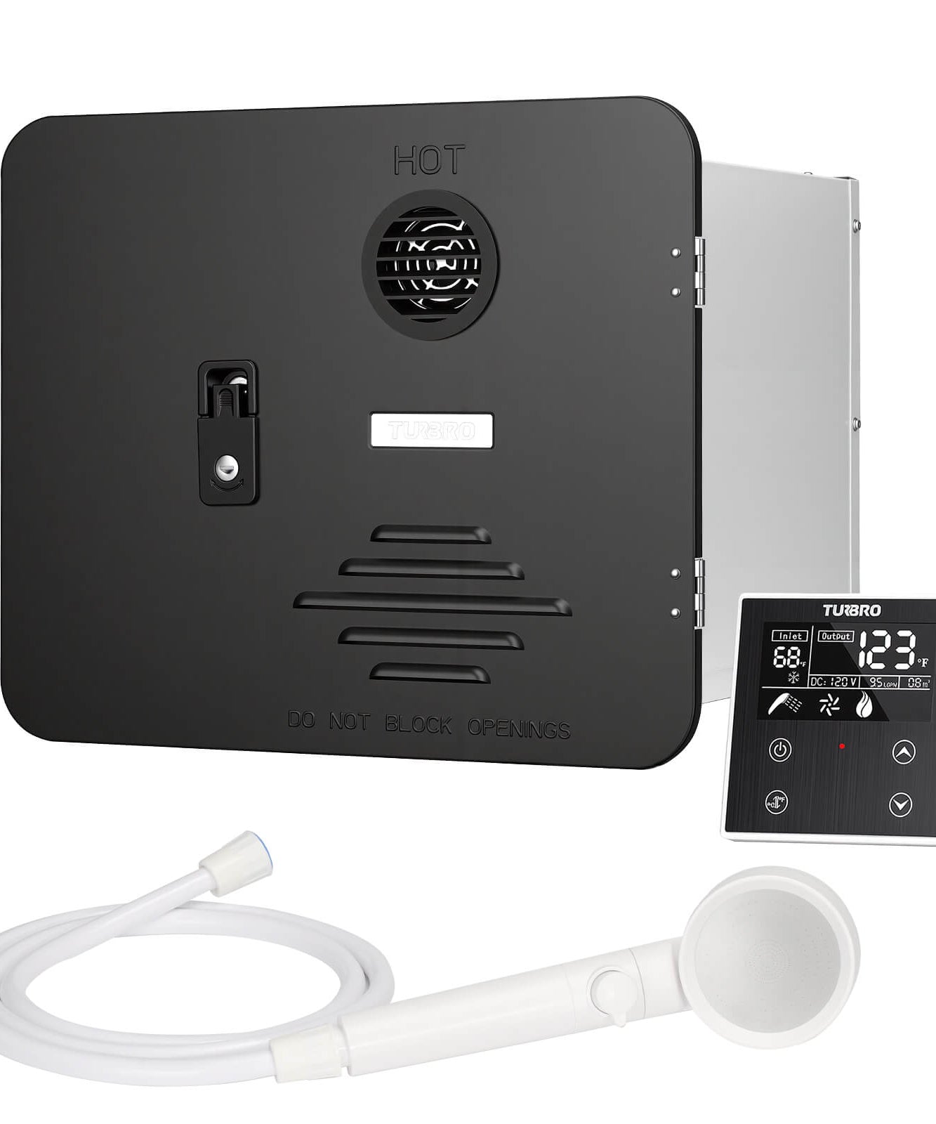 Rotorua 65K BTU RV Tankless Propane Water Heater with Door