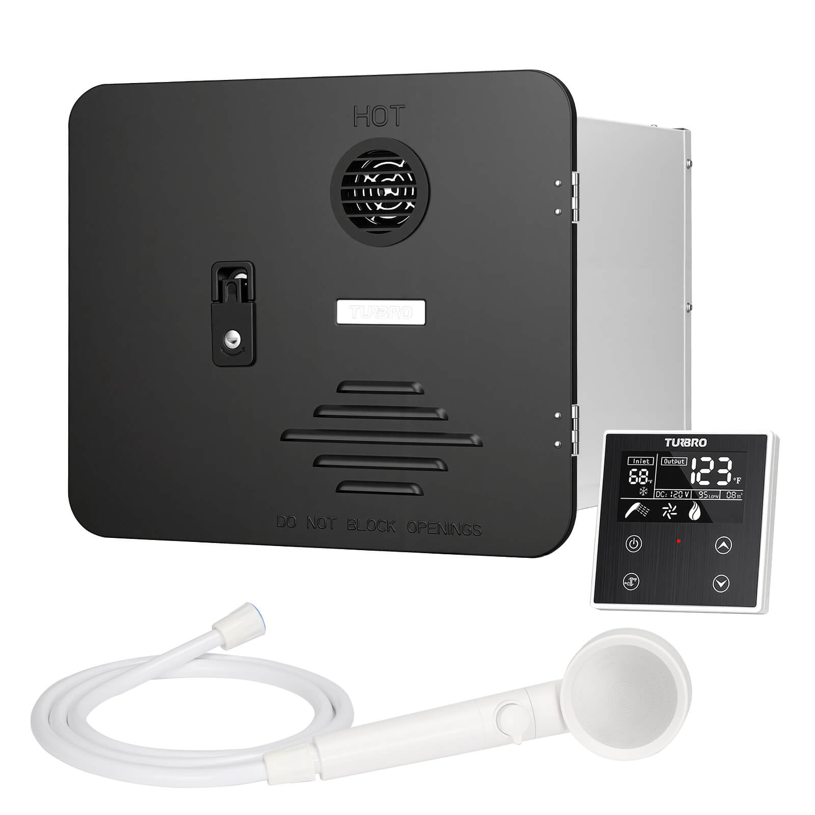 Rotorua 65K BTU RV Tankless Propane Water Heater with Door