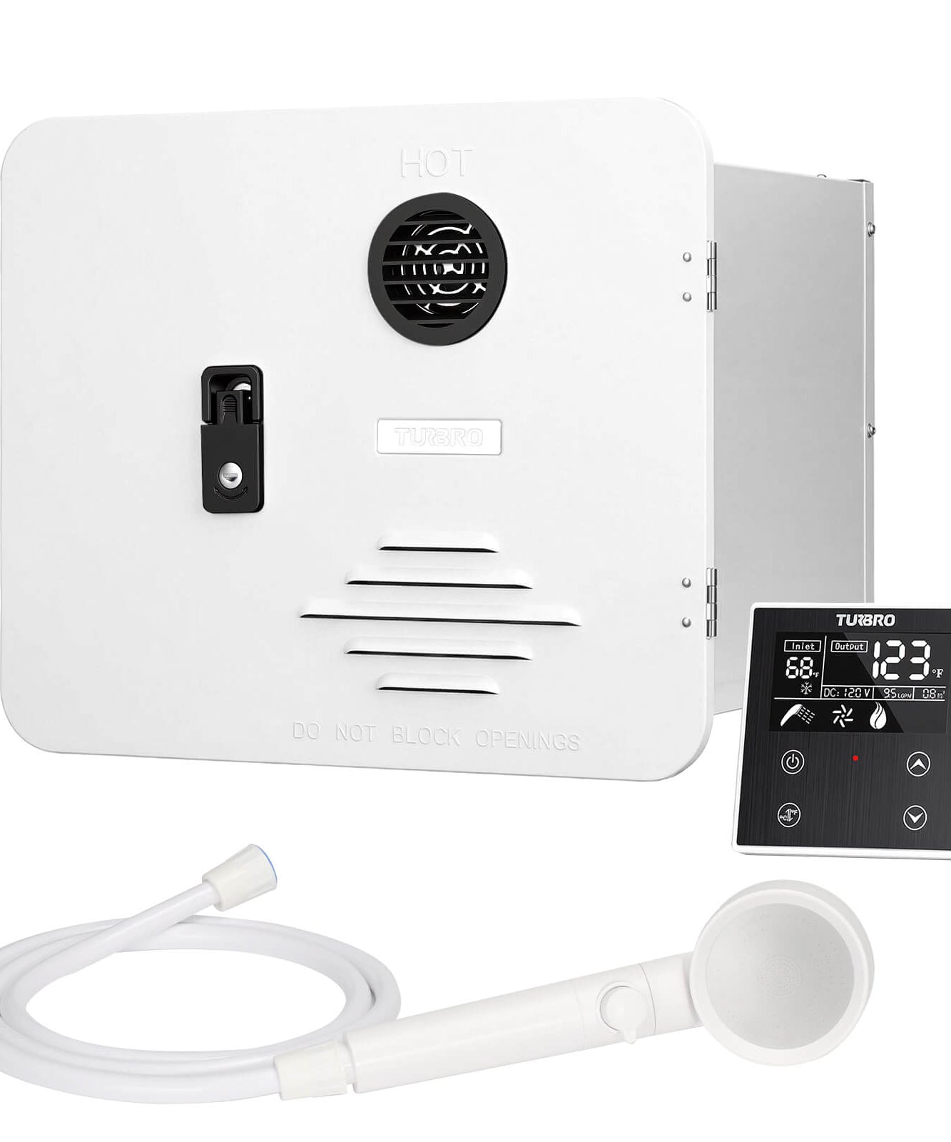 Rotorua 65K BTU RV Tankless Propane Water Heater with Door
