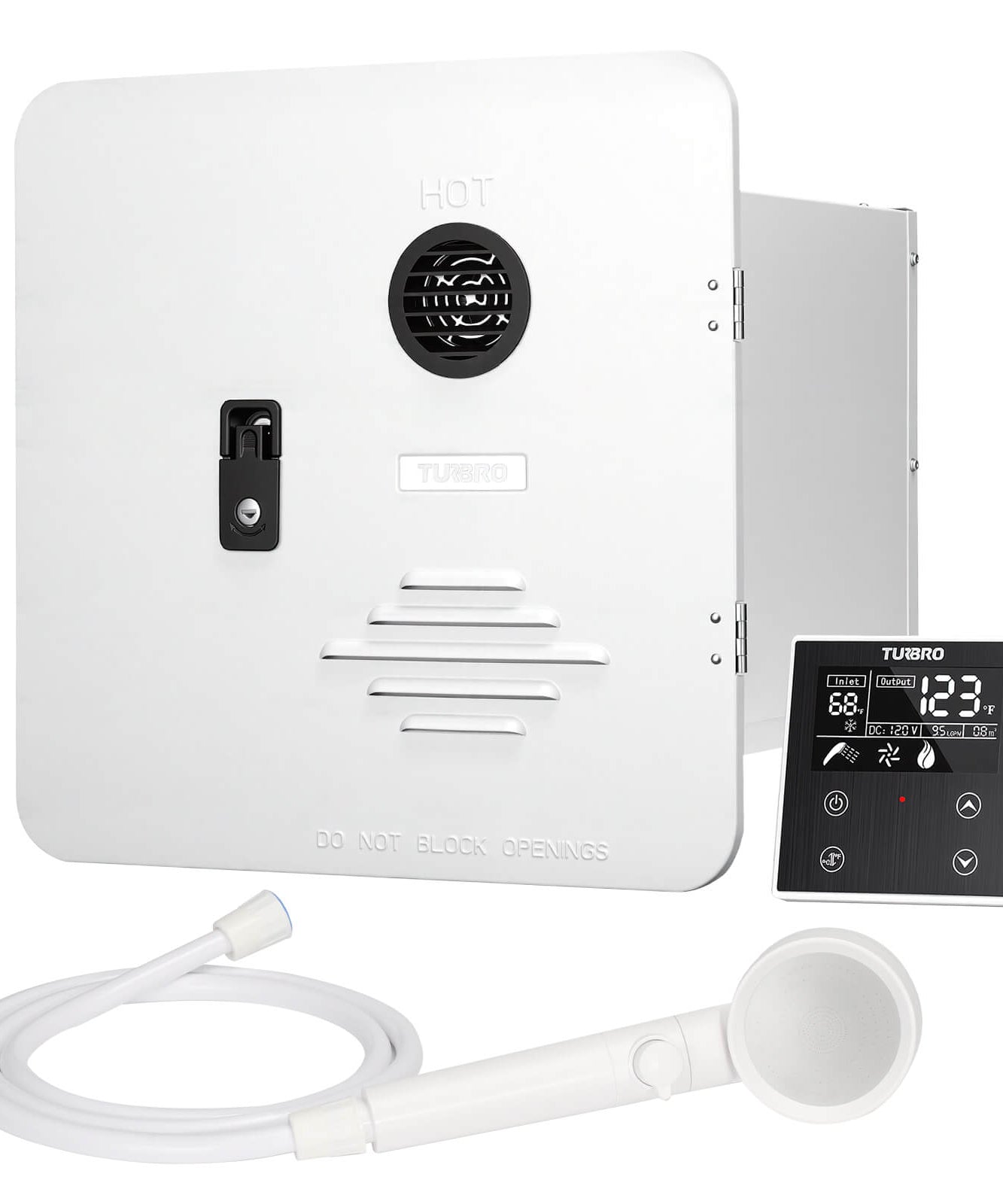 Rotorua 65K BTU RV Tankless Propane Water Heater with Door