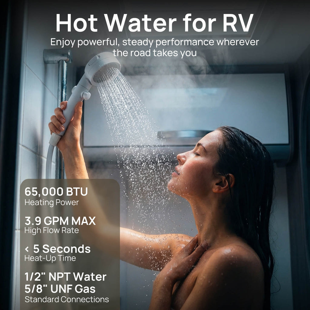 Rotorua 65K BTU RV Tankless Propane Water Heater, Unit Only