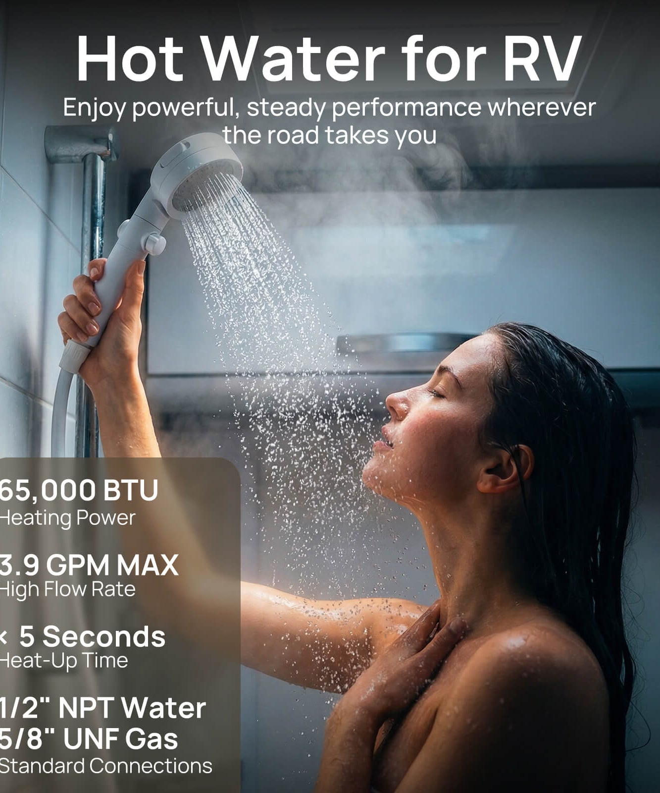 Rotorua 65K BTU RV Tankless Propane Water Heater with Door