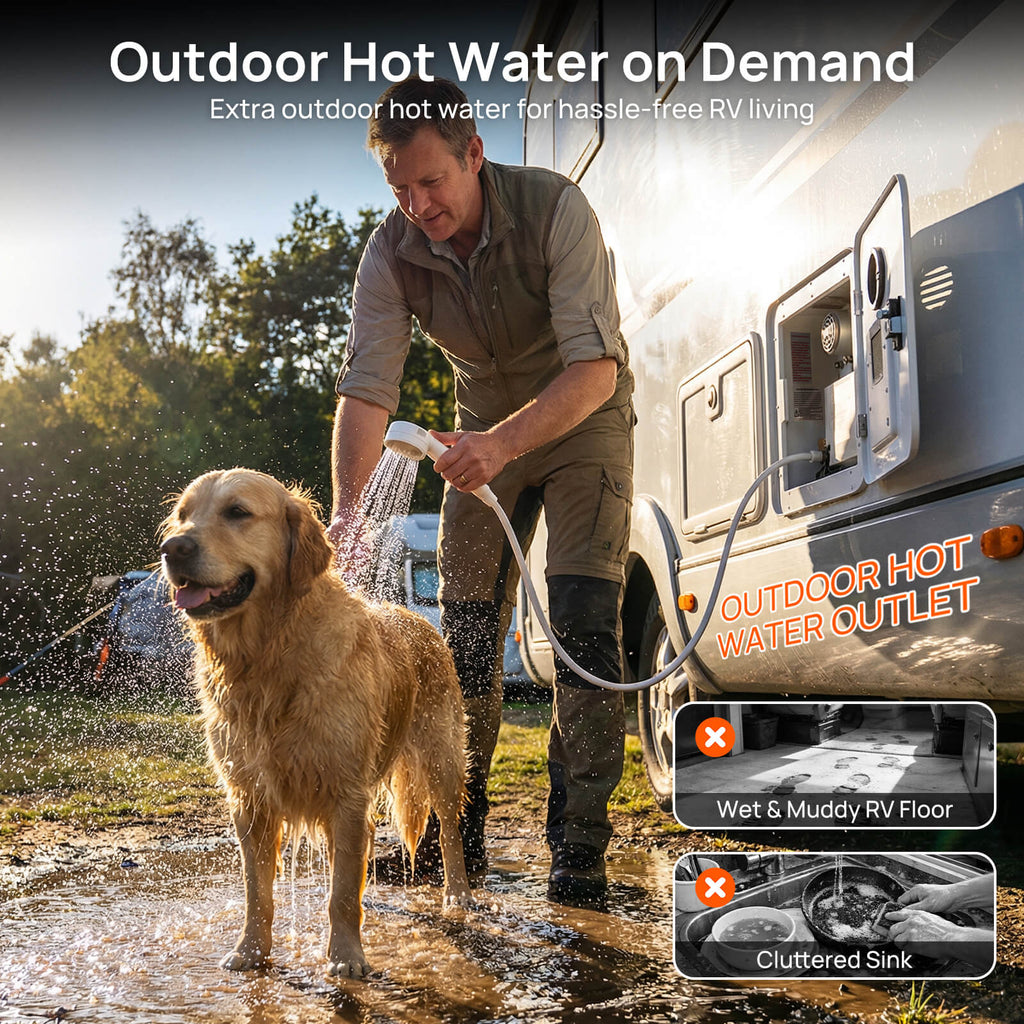 Rotorua 65K BTU RV Tankless Propane Water Heater with Door