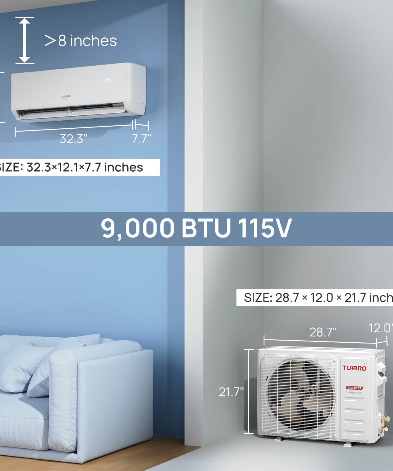 Greenland 9,000 BTU Single Zone Mini Split AC (R454B)