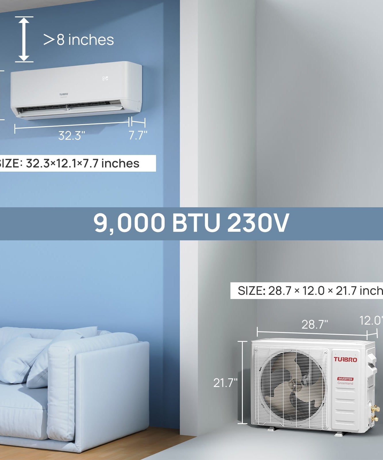 Greenland 9,000 BTU Single Zone Mini Split AC (R454B)