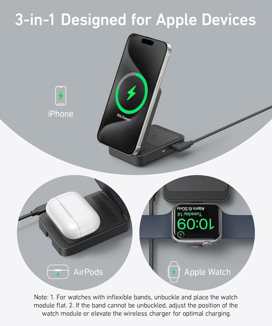 Anker MagGo Wireless Charging Station (Foldable 3-in-1)