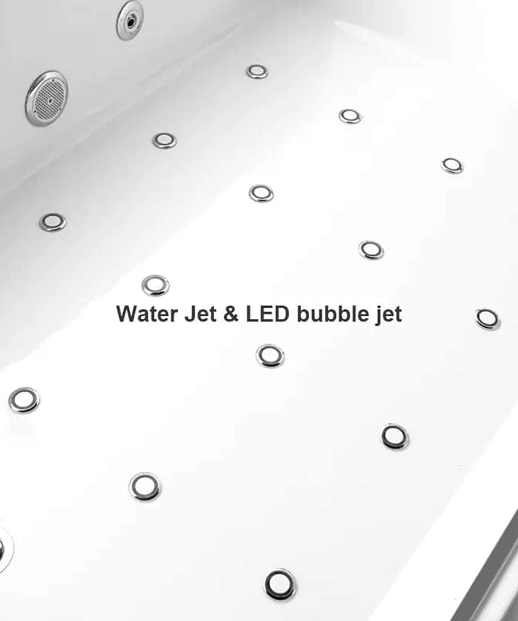 Nuvia Solstice 71-Inch Luxury 2-Person Acrylic Whirlpool Tub With LED Lights Jets And Faucet (SAK69173)