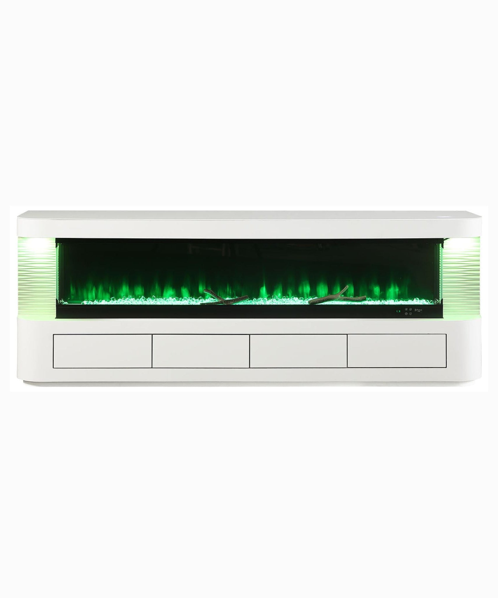 Nuvia 71-Inch Modern White Electric Fireplace TV Stand With 3-Level LED Brightness Setting [TV Stand Only] (SAK94120)