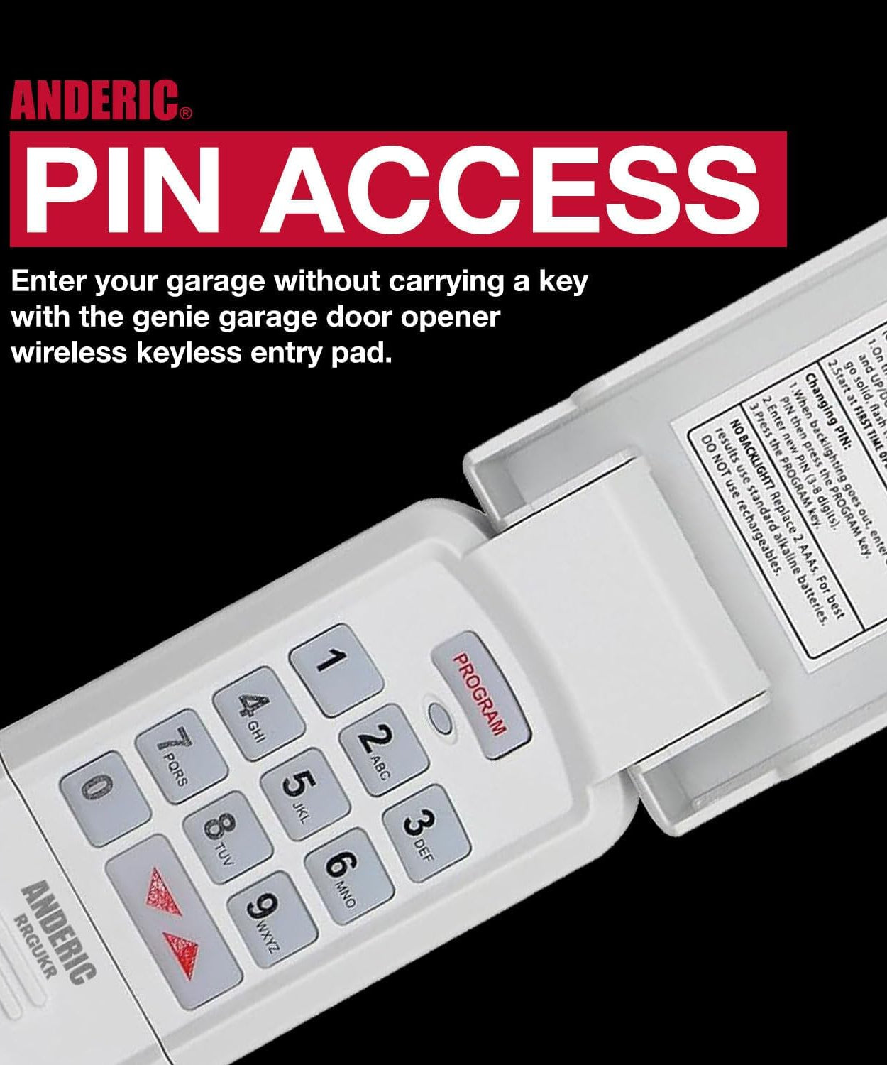 Anderic GUK-R Universal Keypad Compatible with LiftMaster Chamberlain Genie Craftsman and More Garage Door Opener Remote Control