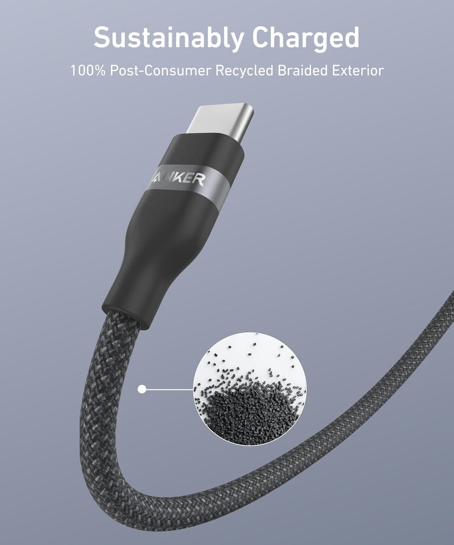 Anker USB-C to USB-C Cable (3 ft / 6 ft, 240W, Upcycled-Braided)