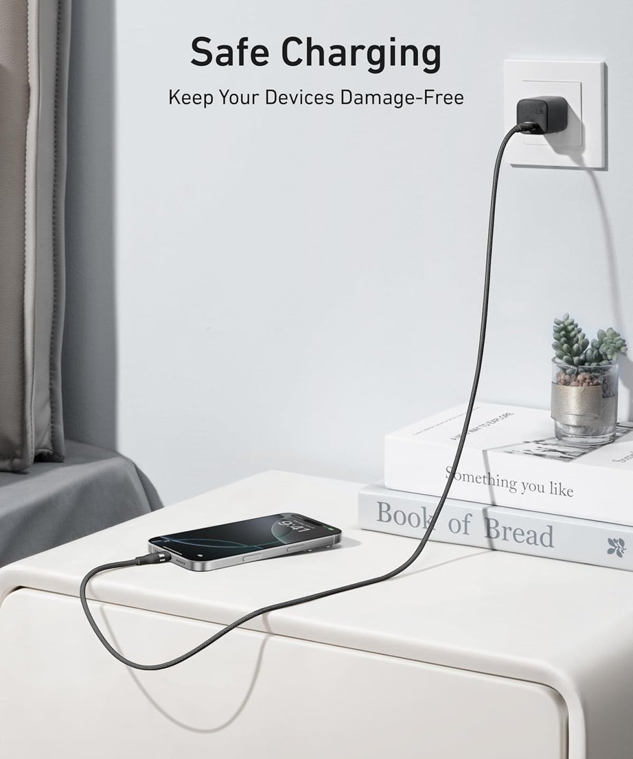 Anker USB-C to USB-C Cable (3 ft / 6 ft, 240W, Upcycled-Braided)
