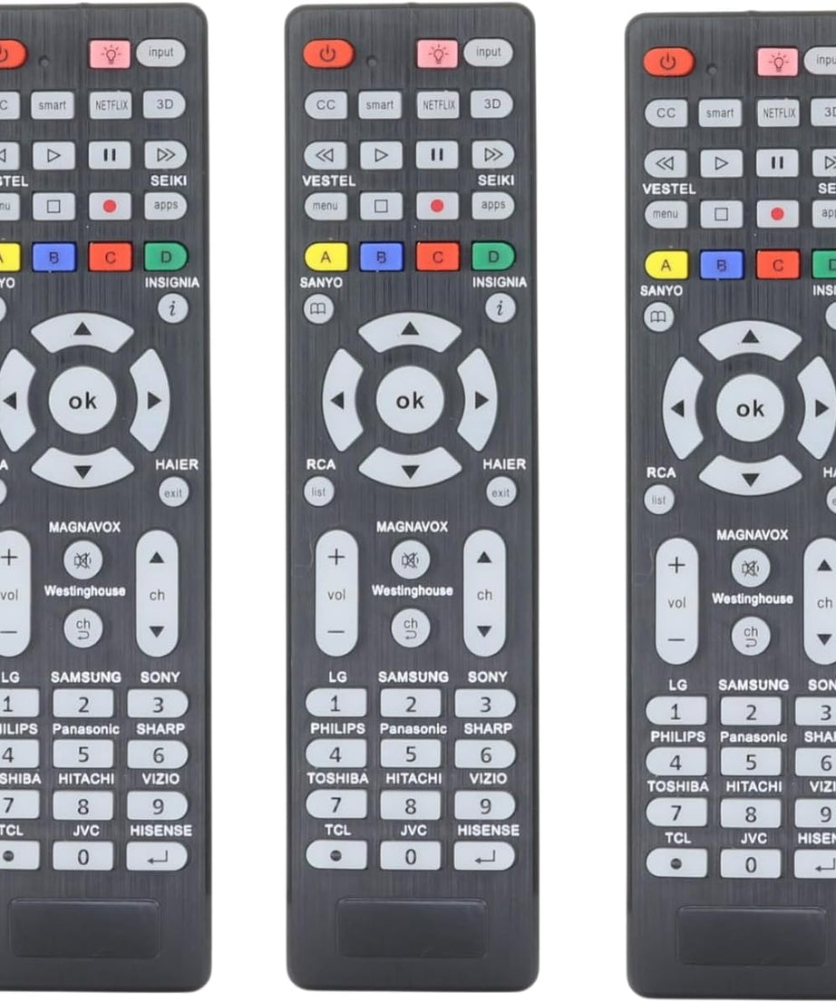 [3-Pack] Anderic RR1DTV Universal Smart TV Remote Control with Backlight and Quick Programming for All Brands