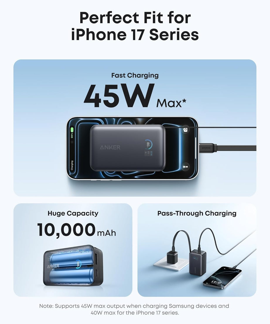 Anker Nano Power Bank (10K, 45W, Built-In Retractable USB-C Cable)