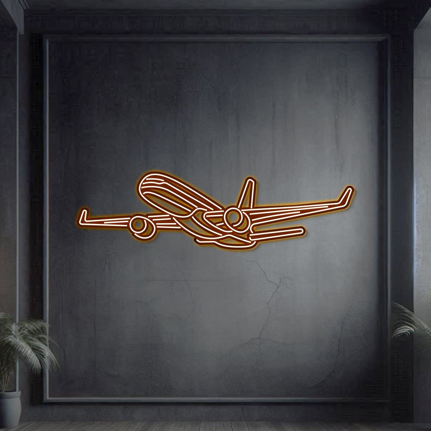 757-200 Winkel Metall Neon Flugzeug Wandkunst - NCN0005