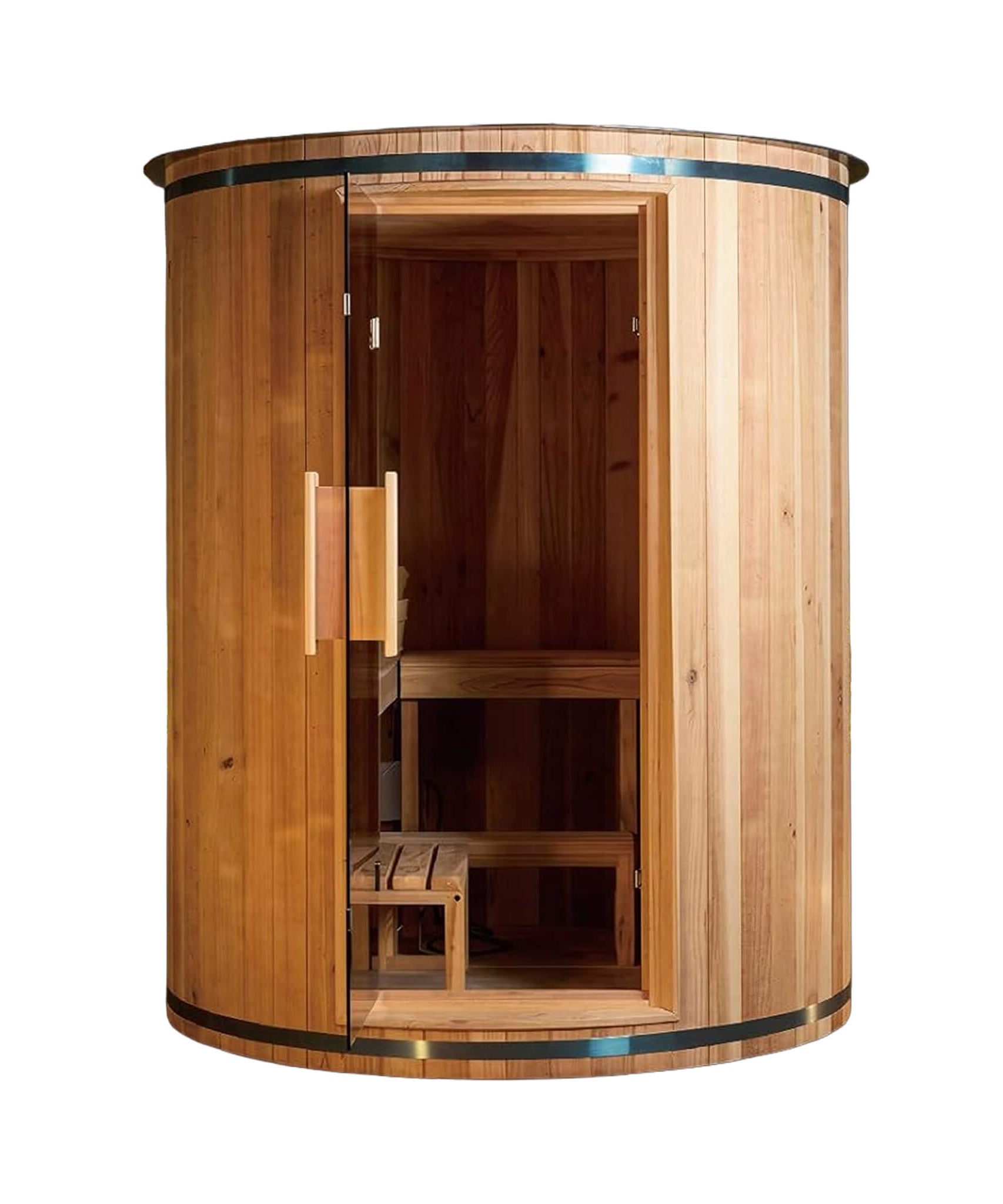 Thermora Barcelona Premium 78-Inch 4-Person Cedar Wood Outdoor Vertical Barrel Sauna With 6KW Heater, LED Lights And Stones (SAK74813)