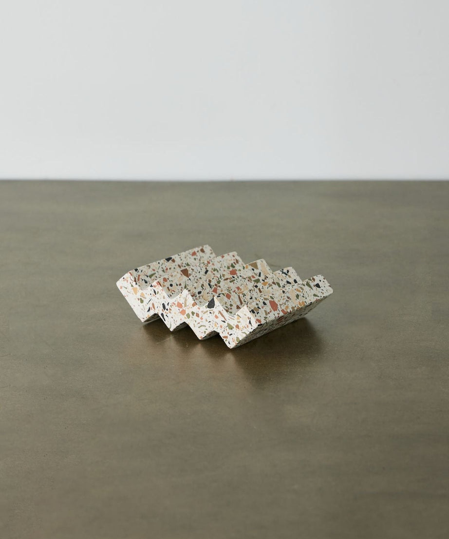Zig-Zag Neutral Terrazzo Soap Dish
