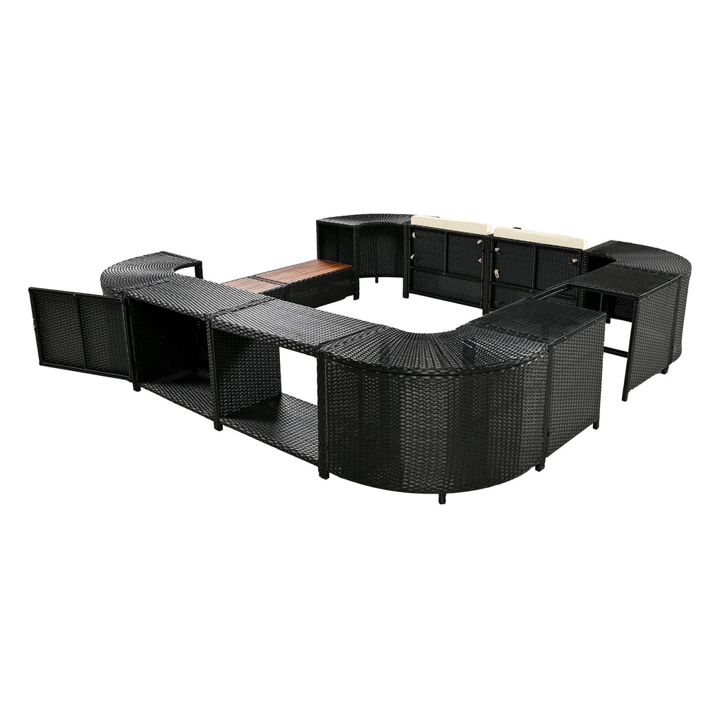 Alora Large Outdoor Quadrilateral Spa Surround Rattan Sectional Sofa Set With Storage Compartments (SAK80217)
