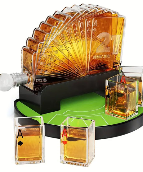 Poker Night Whiskey Decanter Set