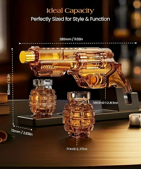 Magnum Revolver Whiskey Decanter Set