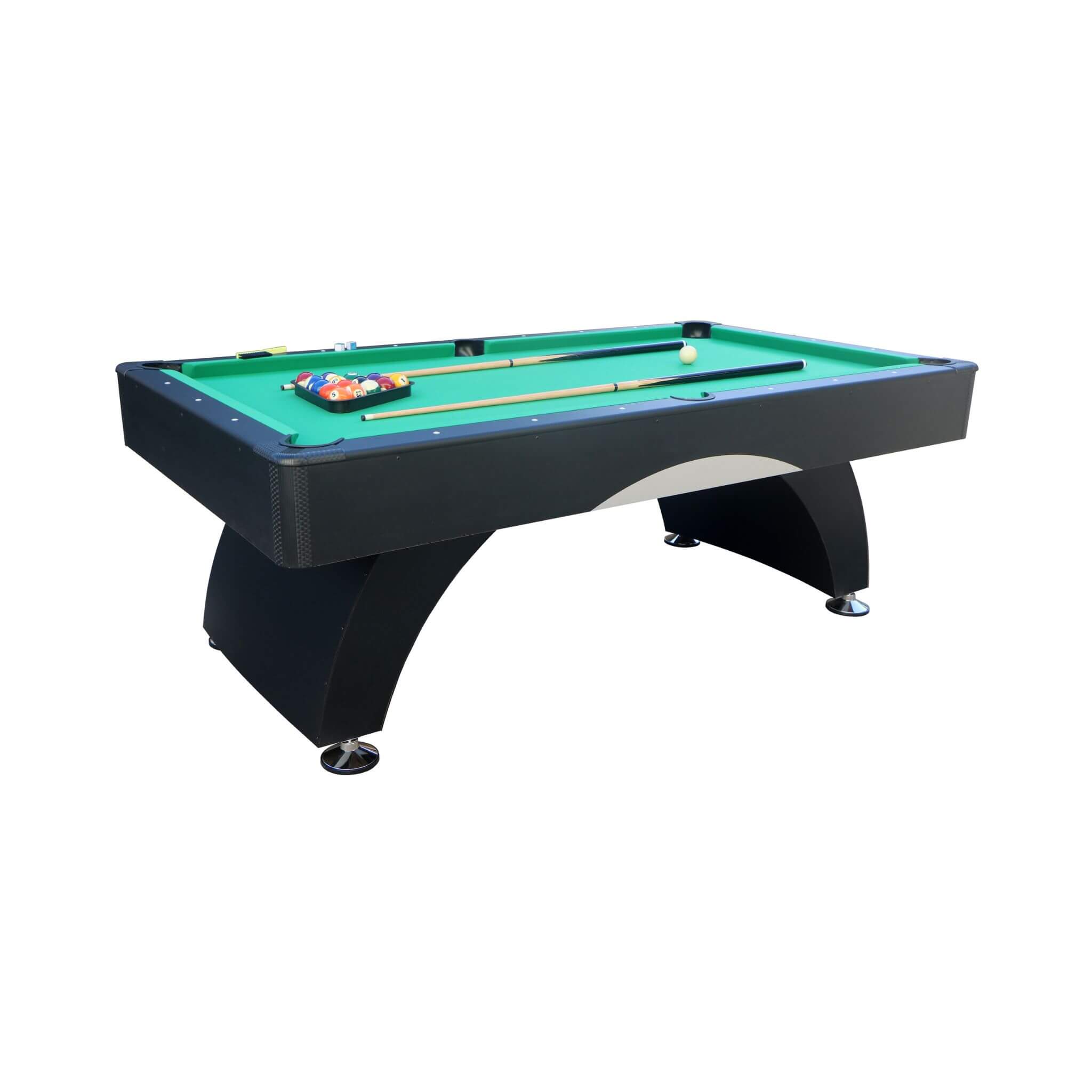 Premium 7FT Black Billiards Game Room Table For Home With Cue Sticks And Billiard Balls (SAK58210)