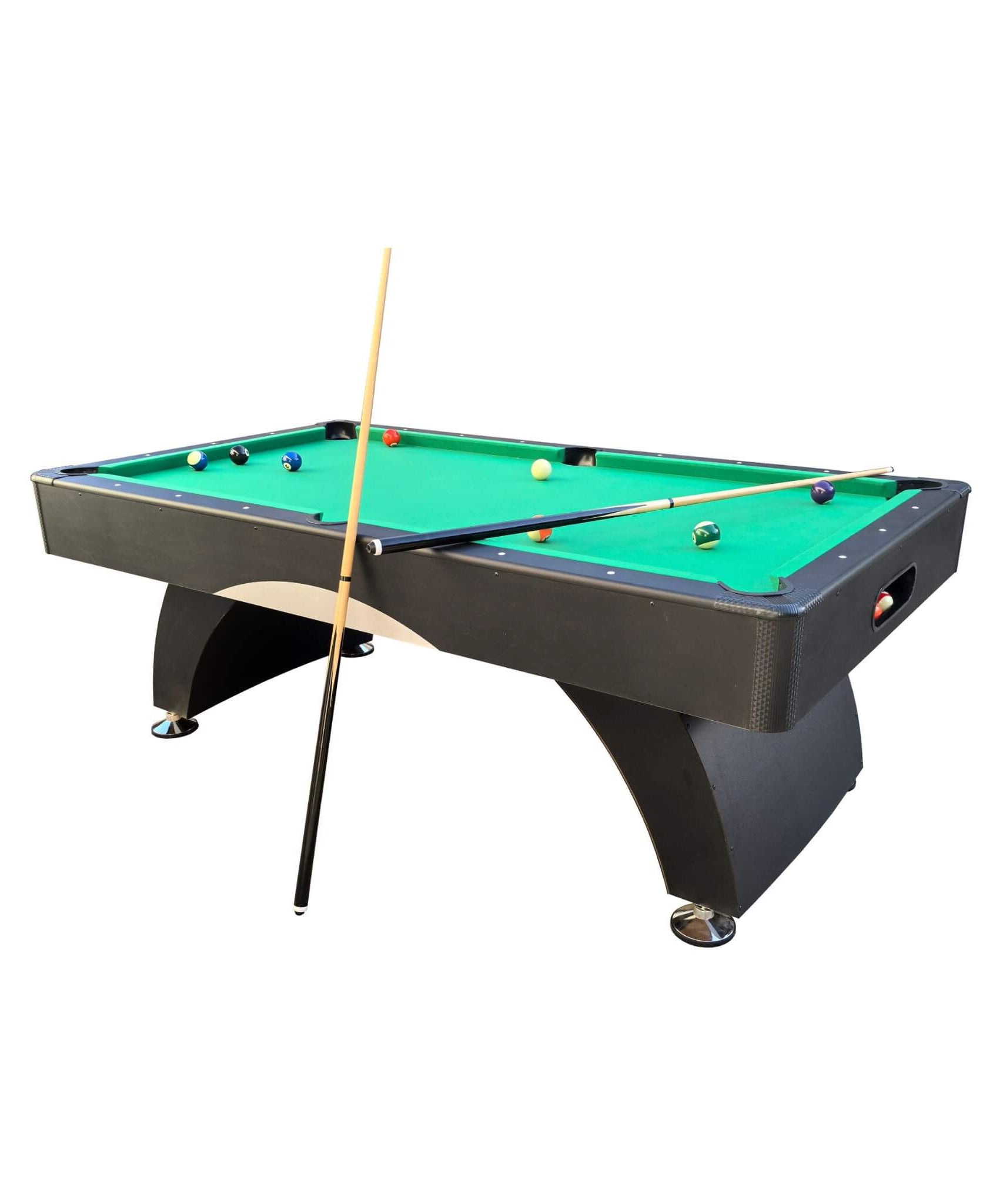 Premium 7FT Black Billiards Game Room Table For Home With Cue Sticks And Billiard Balls (SAK58210)