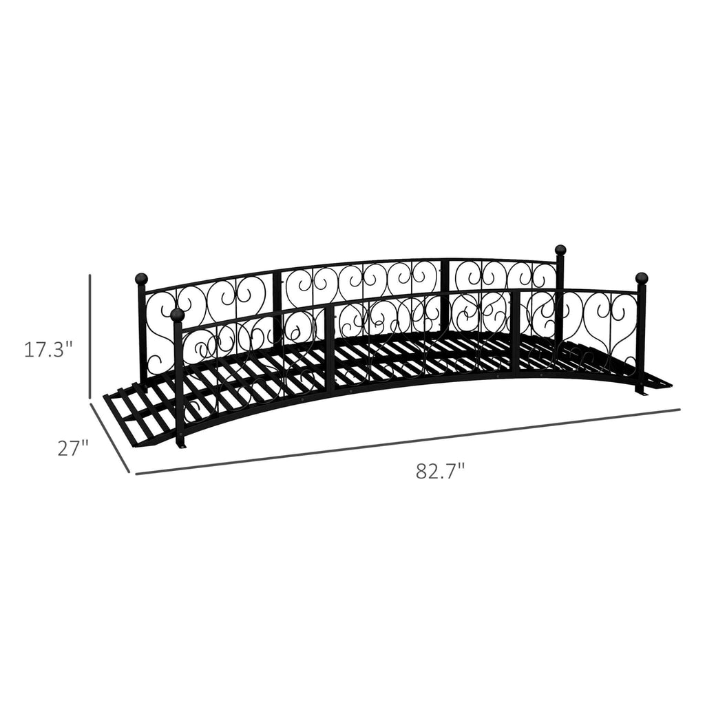 Alora 7FT Decorative Metal Arch Footbridge Garden Bridge With Safety Siderails (SAK53829)