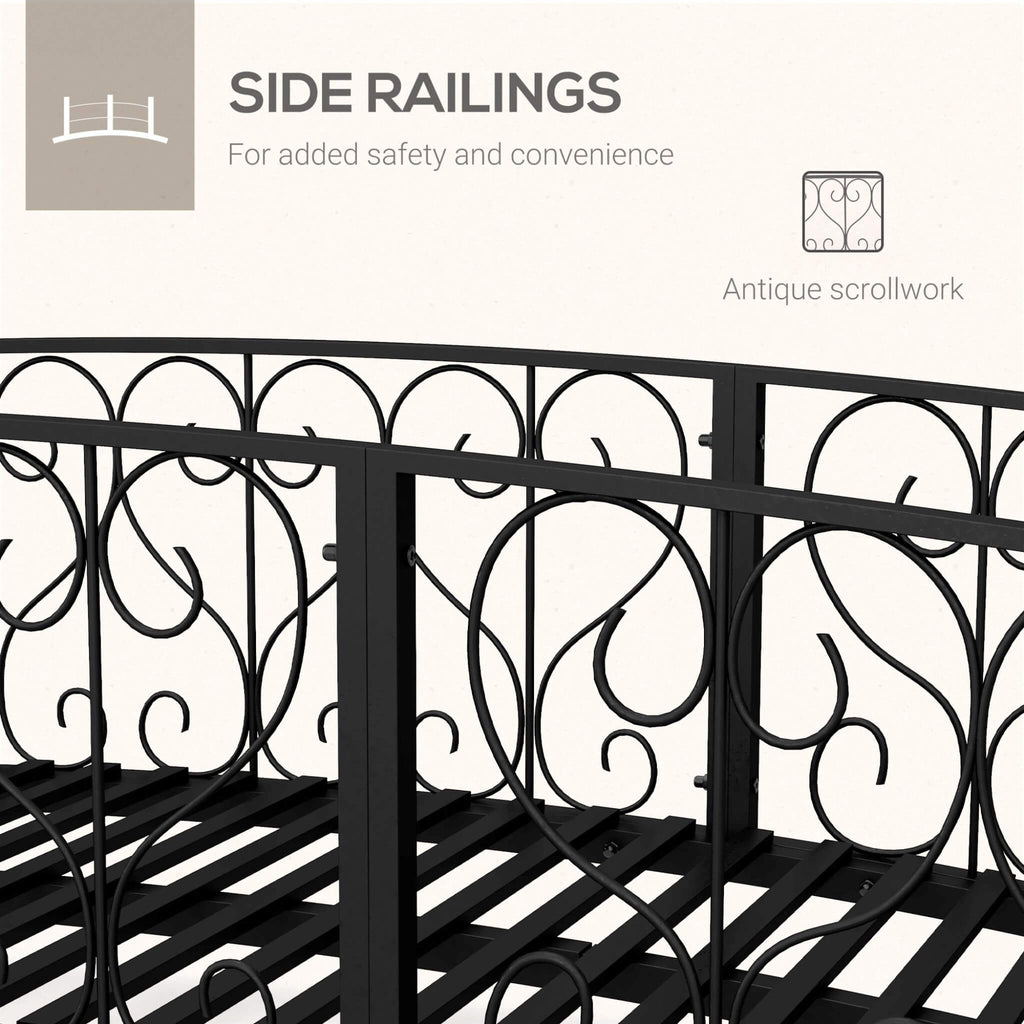 Alora 7FT Decorative Metal Arch Footbridge Garden Bridge With Safety Siderails (SAK53829)