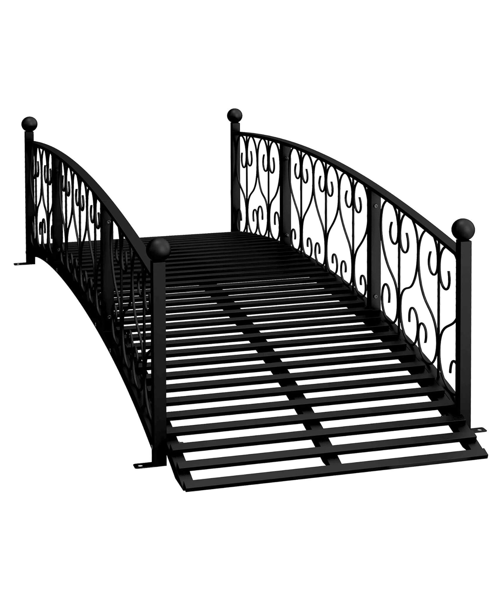 Alora 7FT Decorative Metal Arch Footbridge Garden Bridge With Safety Siderails (SAK53829)