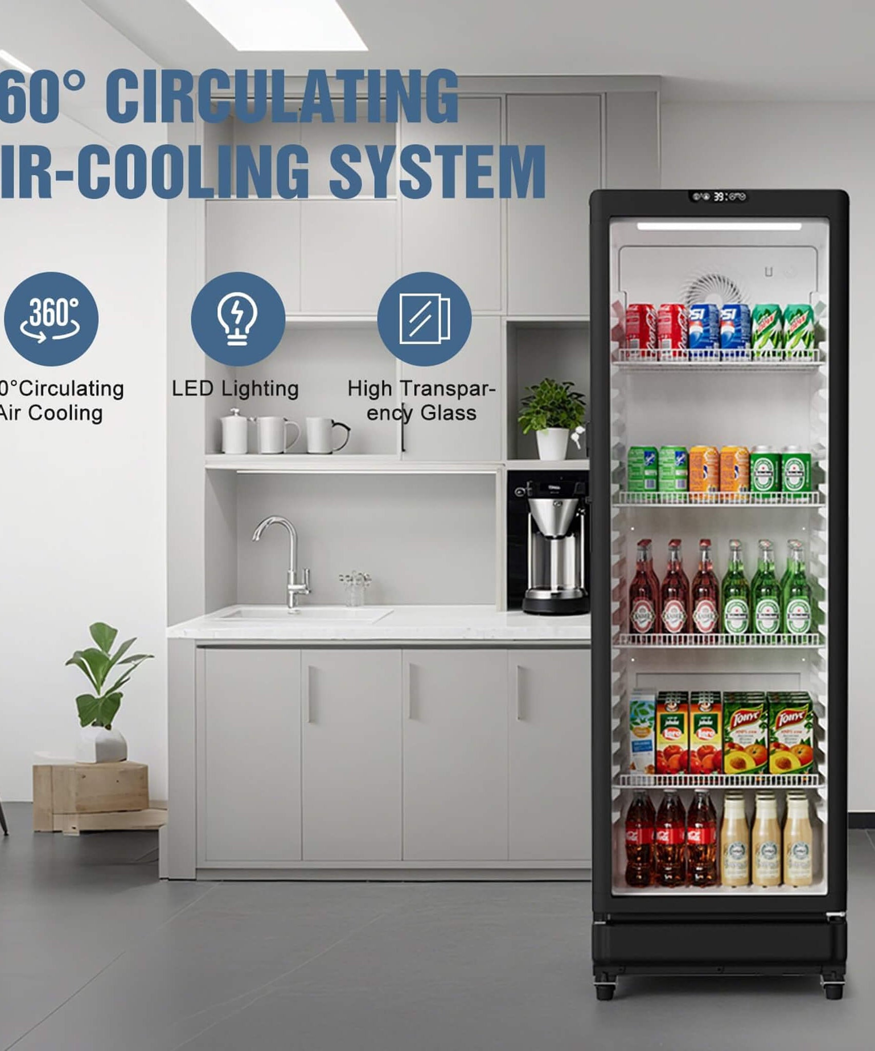 8.5 Cu.Ft Commercial Single Glass Door Beverage Merchandiser Refrigerator (SAK27946)