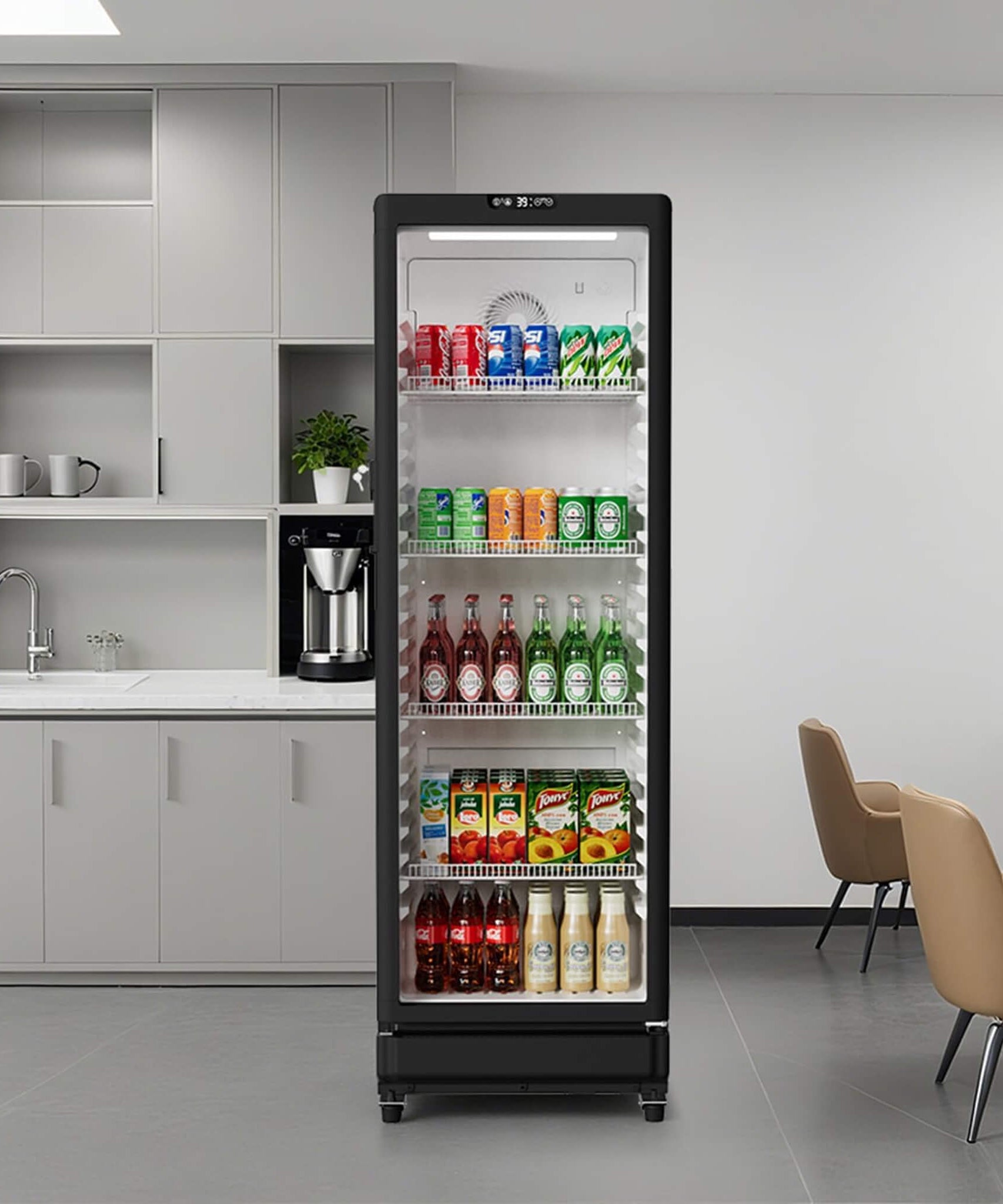 8.5 Cu.Ft Commercial Single Glass Door Beverage Merchandiser Refrigerator (SAK27946)