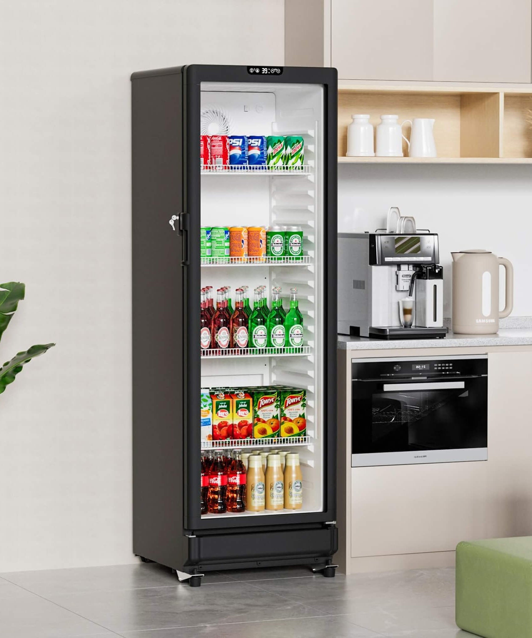 8.5 Cu.Ft Commercial Single Glass Door Beverage Merchandiser Refrigerator (SAK27946)