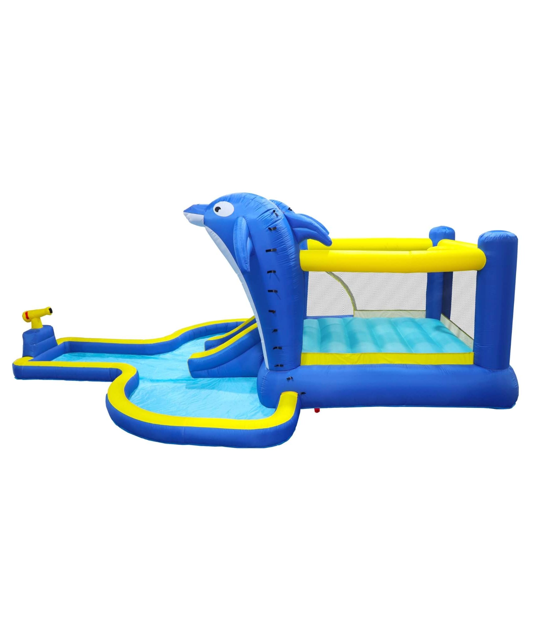 8-In-1 Inflatable Water Park Bounce House with Sprinkler, Water Gun, And Basketball Hoop (SAK38152)