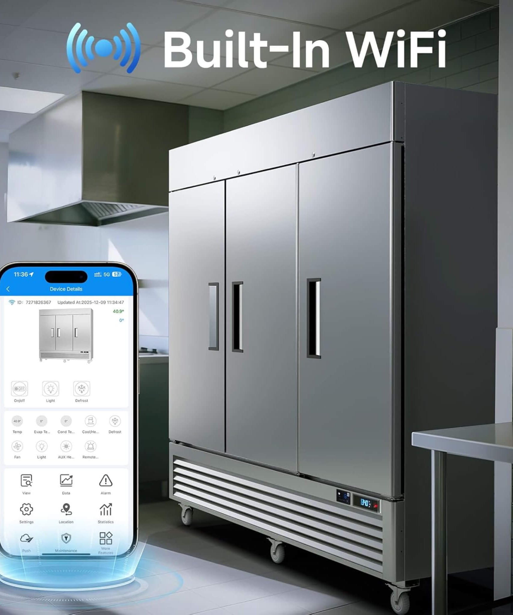 82-Inch Commercial 72 Cu.Ft 3-Door WiFi Refrigerator With Smart App Control (SAK58320)