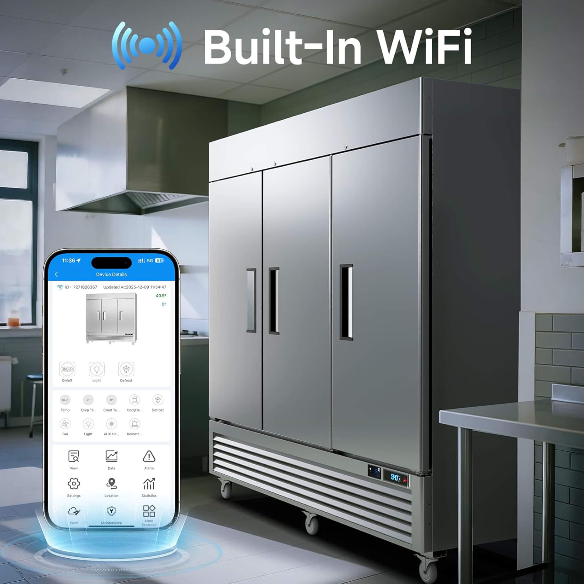 82-Inch Commercial 72 Cu.Ft 3-Door WiFi Refrigerator With Smart App Control (SAK58320)