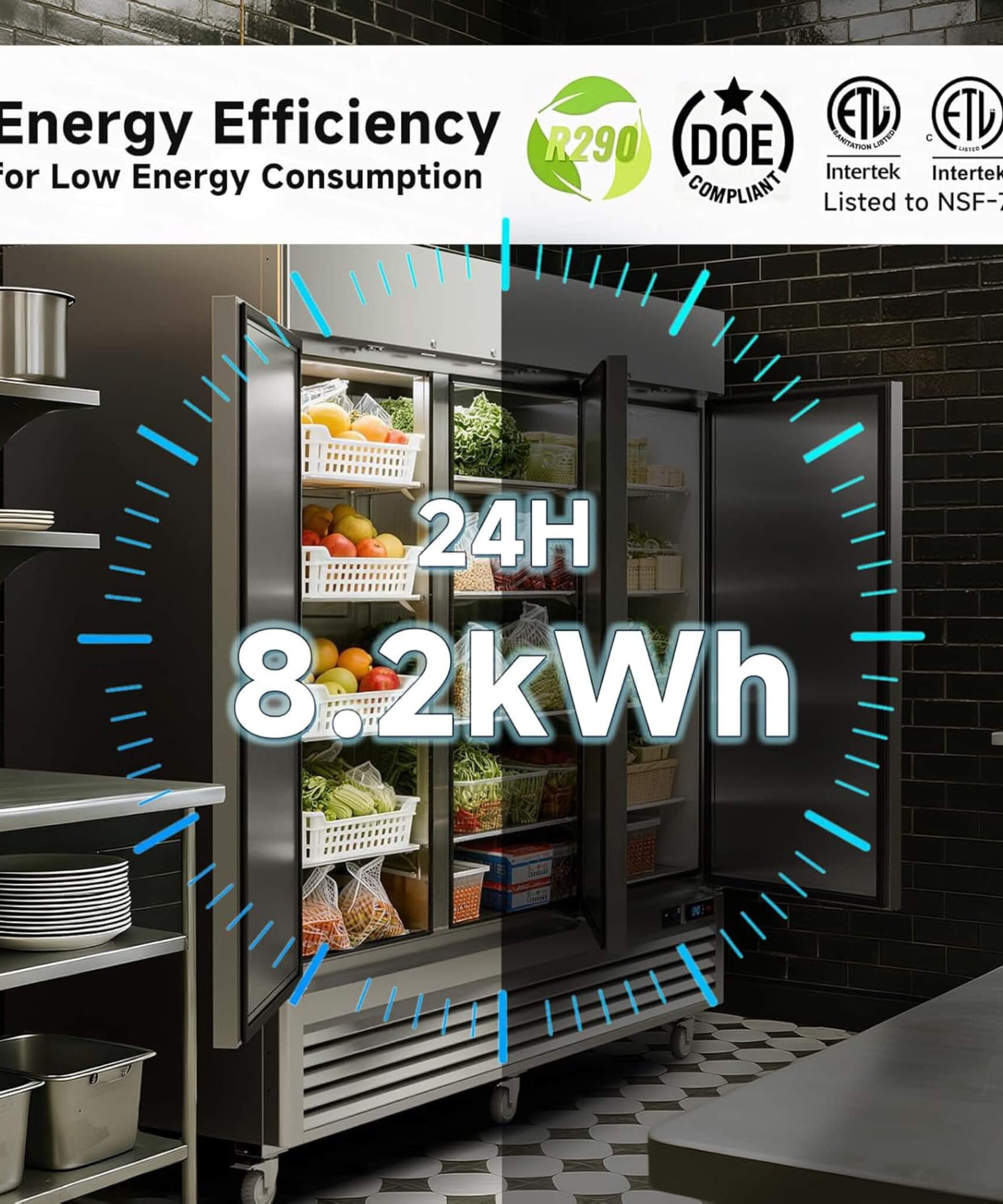 82-Inch Commercial 72 Cu.Ft 3-Door WiFi Refrigerator With Smart App Control (SAK58320)