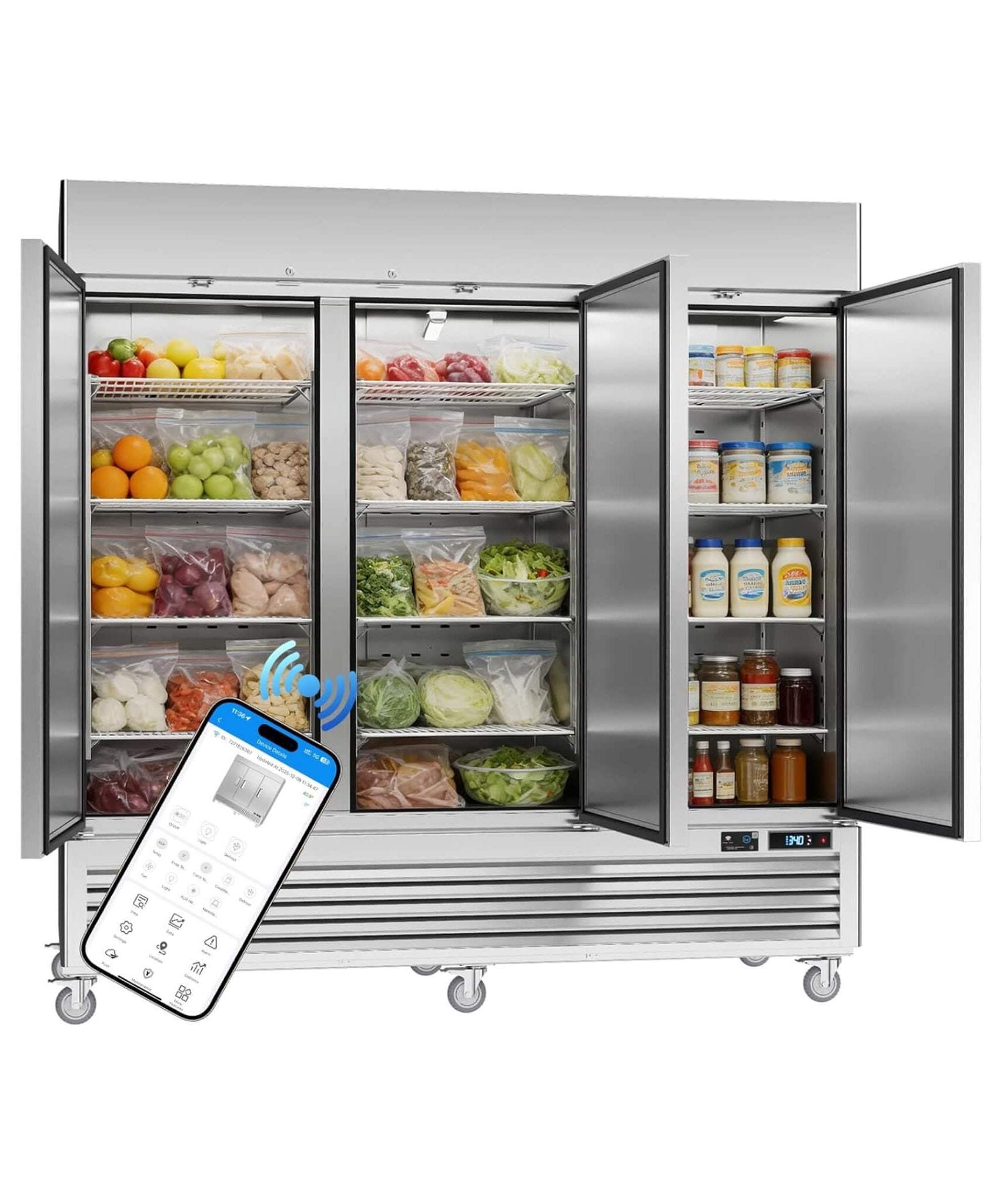 82-Inch Commercial 72 Cu.Ft 3-Door WiFi Refrigerator With Smart App Control (SAK58320)