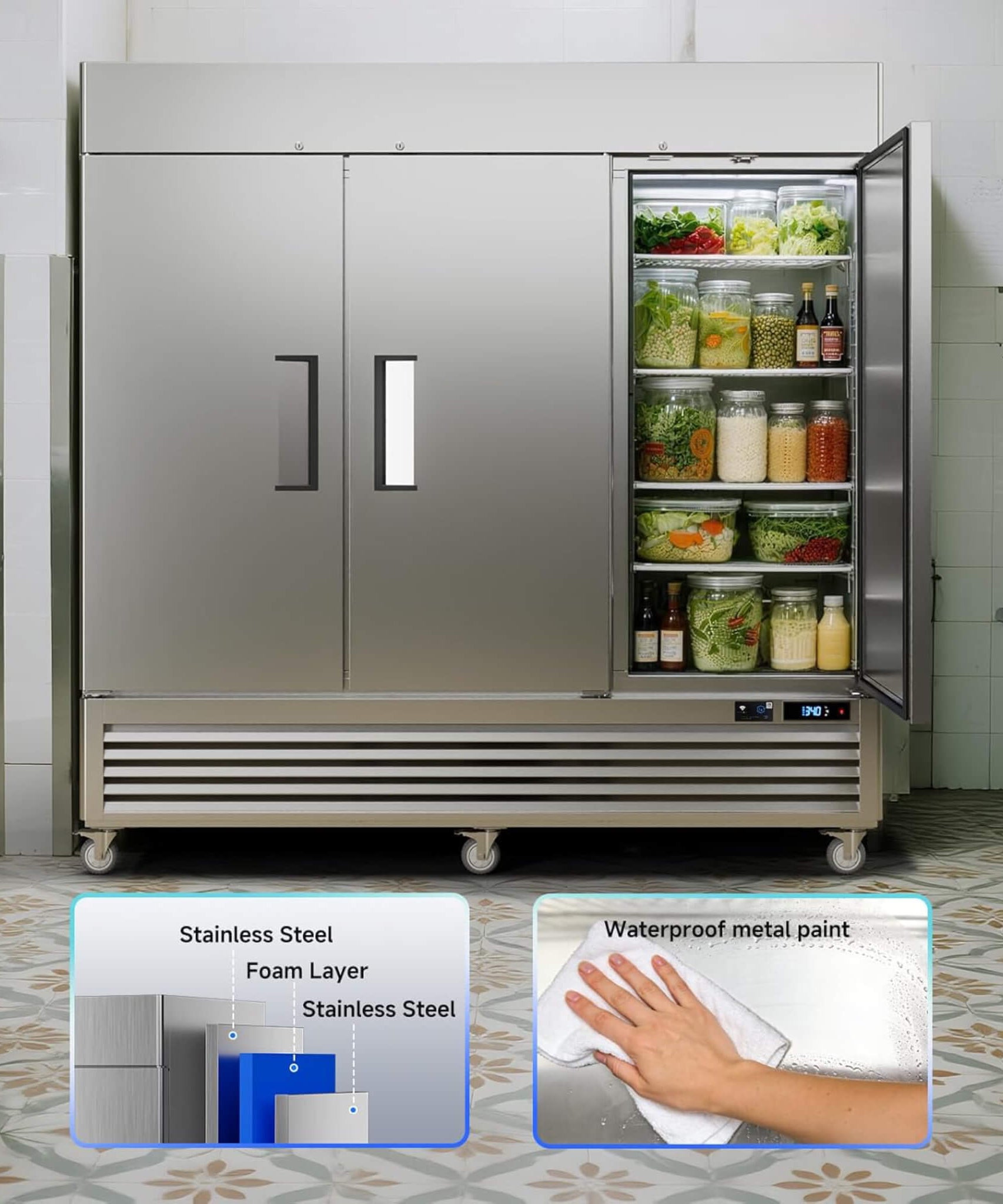 82-Inch Commercial 72 Cu.Ft 3-Door WiFi Refrigerator With Smart App Control (SAK58320)